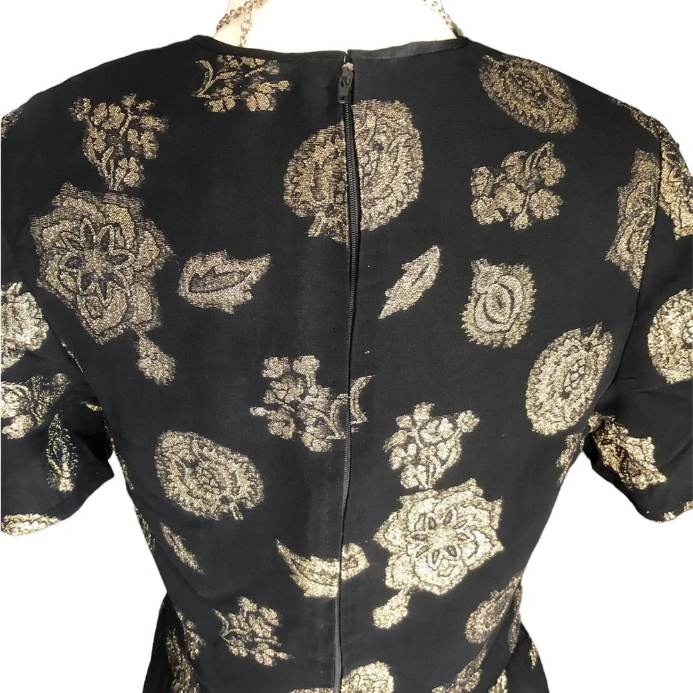 Michael Novarese Couture Black & Gold Floral Dress (RARE & Vintage) - Picture 5 of 12